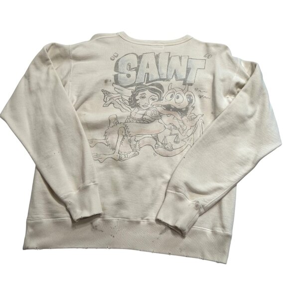 Saint Michael Judgement Angel Michael Sweatshirt in White - Picture 3 of 4